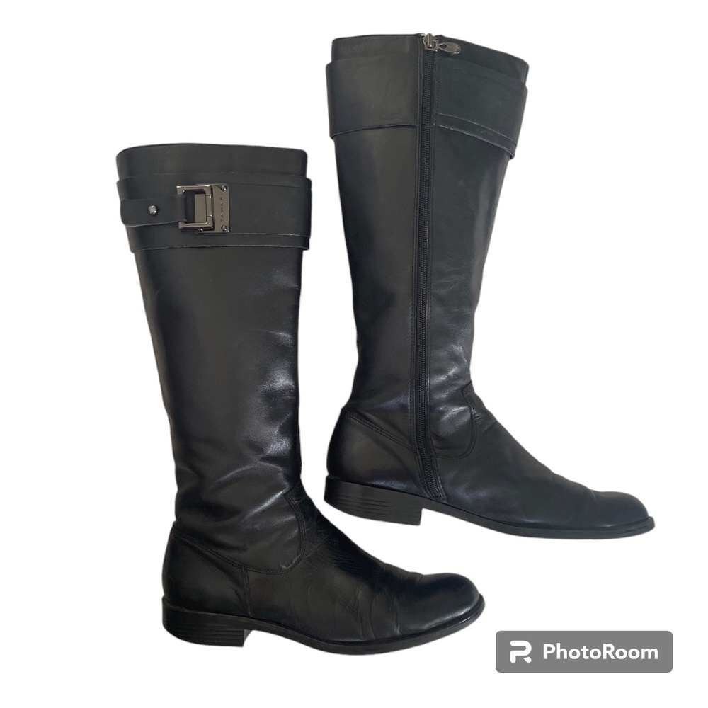 Women's Tahari Bradley Leather Gunmetal Black Boots